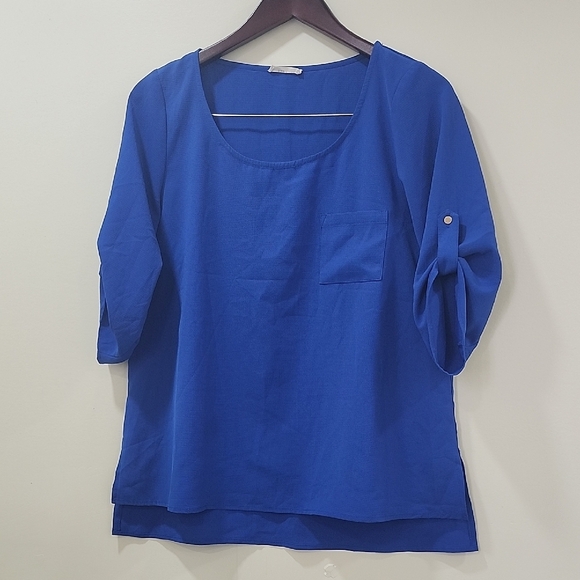 sis.sis Tops - Sis.Sis Royal Blue Boxy 3/4 Sleeve Blouse